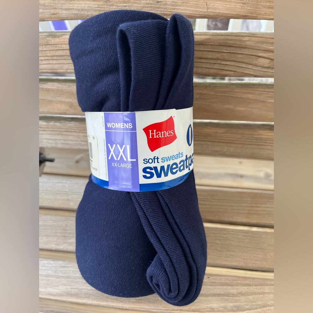 NEW Hanes Women's XXL Navy EcoSmart Sweatpants - Soft Sweats